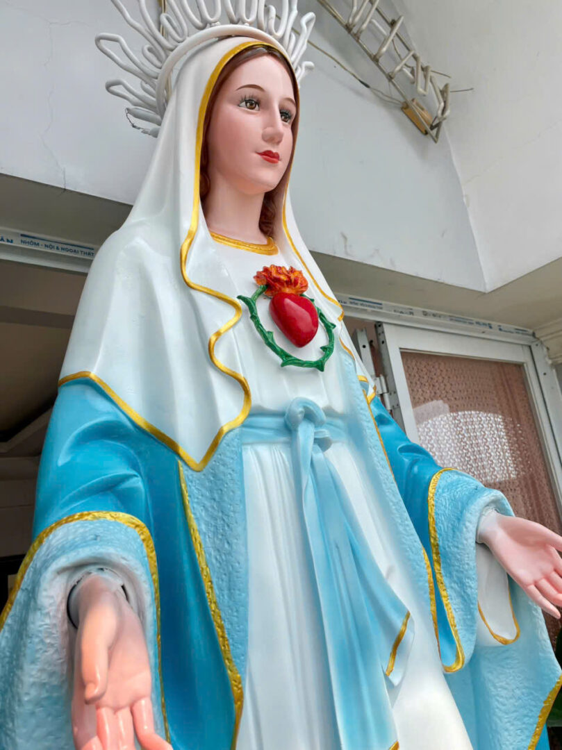 Tương Đức Mẹ phục hồi tu sửa sơn mới tượng CÔNG GIÁO , Hùng Color 098653013