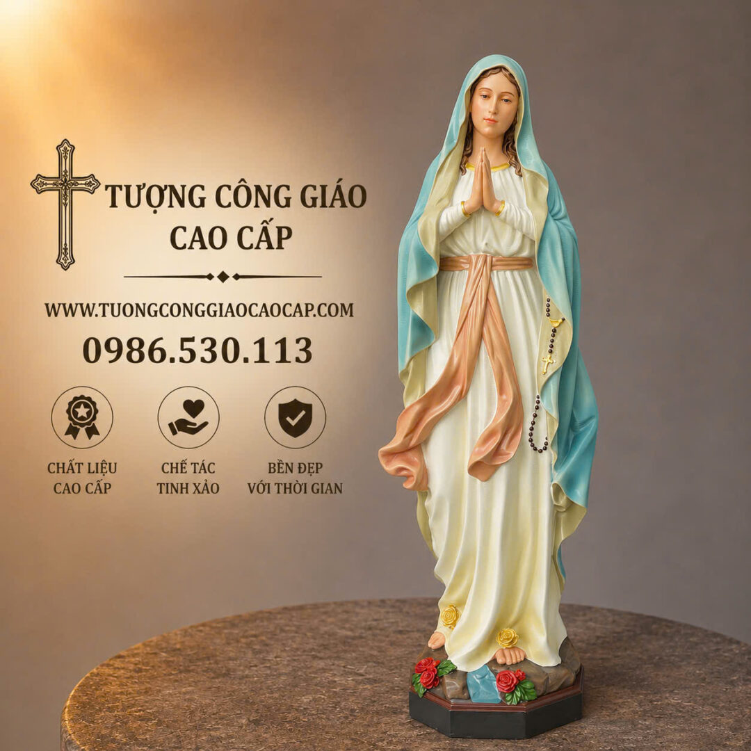 Tượng Đức Mẹ Lộ Đức cổ điển - Phiên Bản Sơn Cao Cấp Ngoài Trời