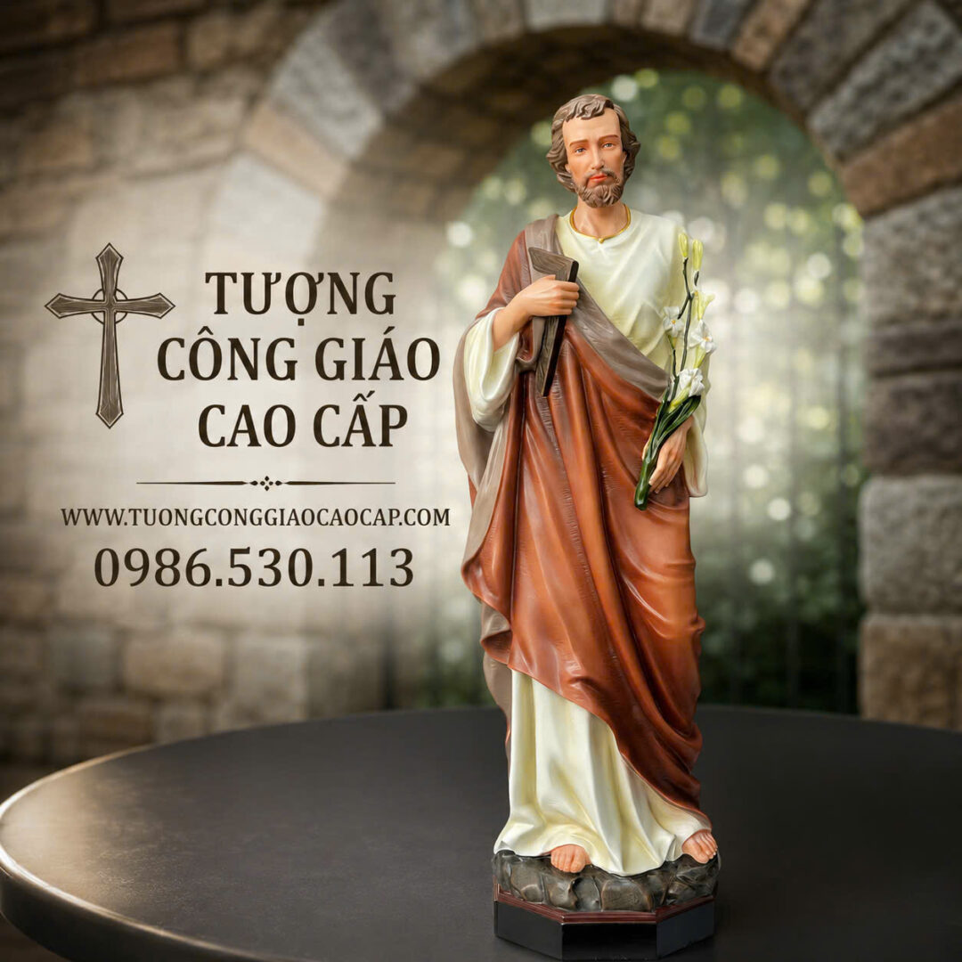 tượng thánh giuse thợ sơn cổ điển cao cấp sơn để ngoài trời